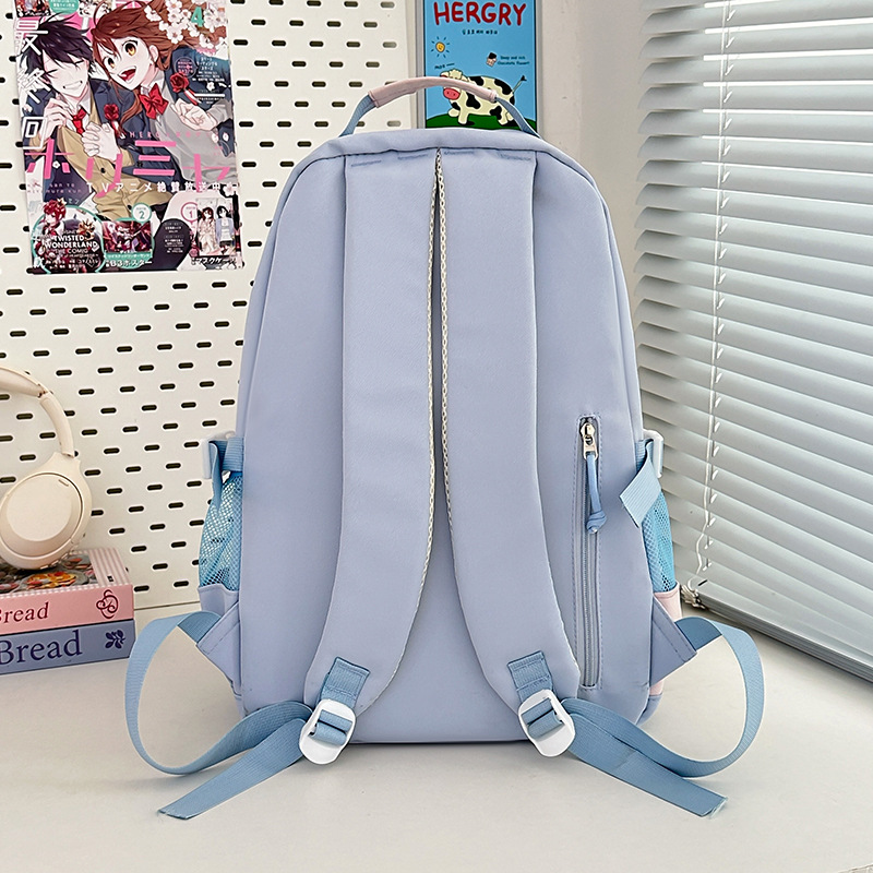 A new Japanese-style ins high-appearance-level, fresh and sweet, transparent, pain-hugging bag for women with color-blocking and large-capacity backpacks Specification drawing