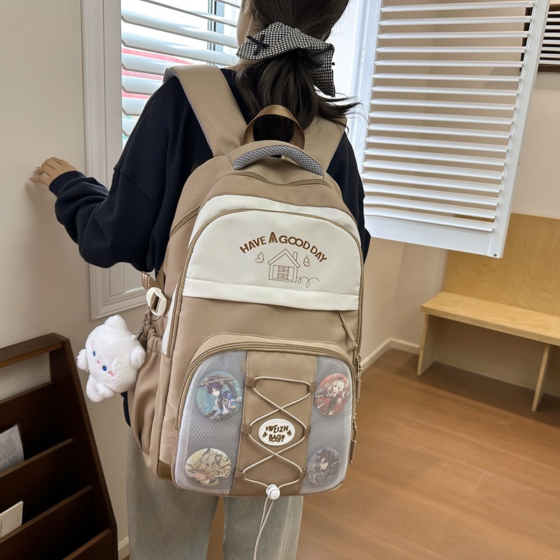 High-quality schoolbags for girls, with a fresh and simple color-blocking combination and a high level of appearance. For junior and senior high school students, multi-layered lightweight backpacks for boys full figure