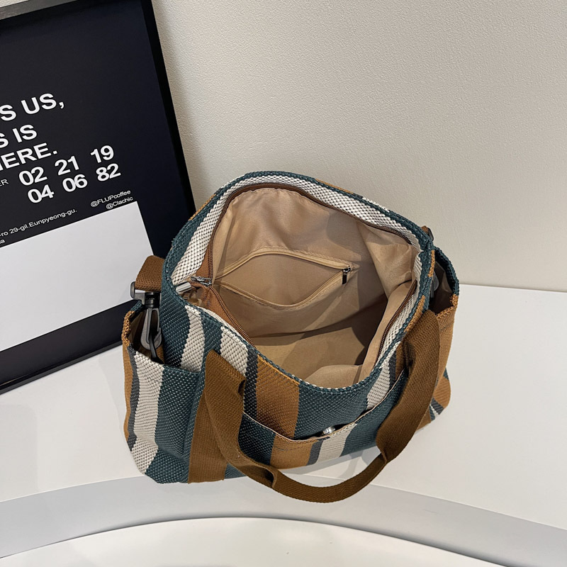 Korean version large-capacity women's single-shoulder bag, 2025 new striped stylish casual tote bag, simple commuting large bag Specification drawing