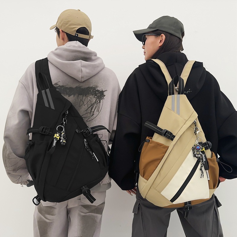 Cool and trendy multi-functional large-capacity chest bag, men's sports cycling single-shoulder bag, workwear-style couple's lightweight backpack full figure
