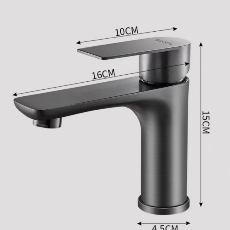 Ceramic washbasin, stainless steel flat plate, single-hole gun, gray and black brushed, cold and hot single-cold washbasin, faucet Application Scenario