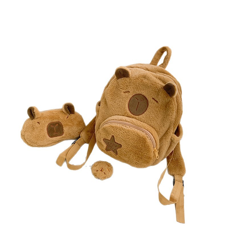 New Kapipala plush bag set, cartoon and cute, cute handbag, plush toy bag, birthday present Item Picture