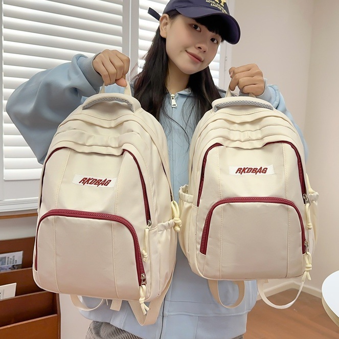 Junior high school schoolbag for girls, Korean InS-style forest style, versatile, high appearance level girl backpack, simple high school student backpack full figure