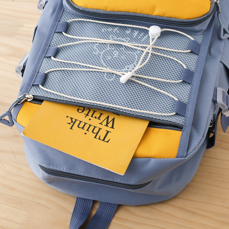 Two-color Korean-style fashionable backpack for women, lightweight and large-capacity student schoolbag set, casual travel backpack four-piece set Application Scenario