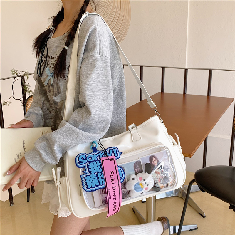 Japanese-style Instagram fresh, sweet and cute 2D girl transparent smug pain bag, three-in-one simple and versatile backpack full figure