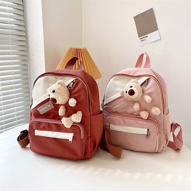 Summer new children's double-shoulder small schoolbag, cute and fashionable princess bag, simple bear girl, Korean cartoon backpack Application Scenario