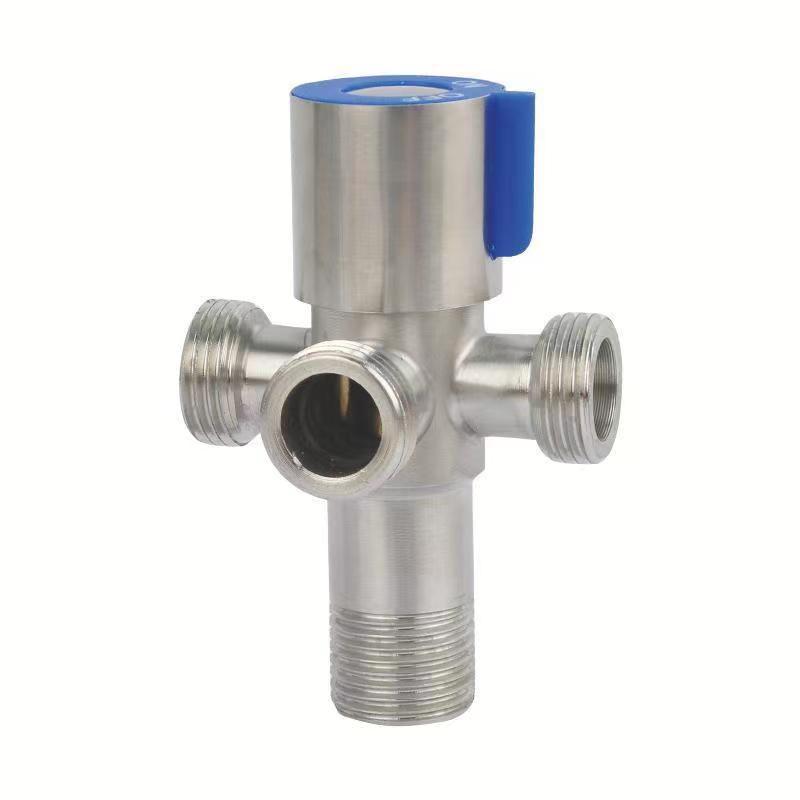 Wholesale of stainless steel Angle valves for 4-inch cold and hot water toilets, water heaters, and large-flow Angle valves with one in, two out, and four out Application Scenario