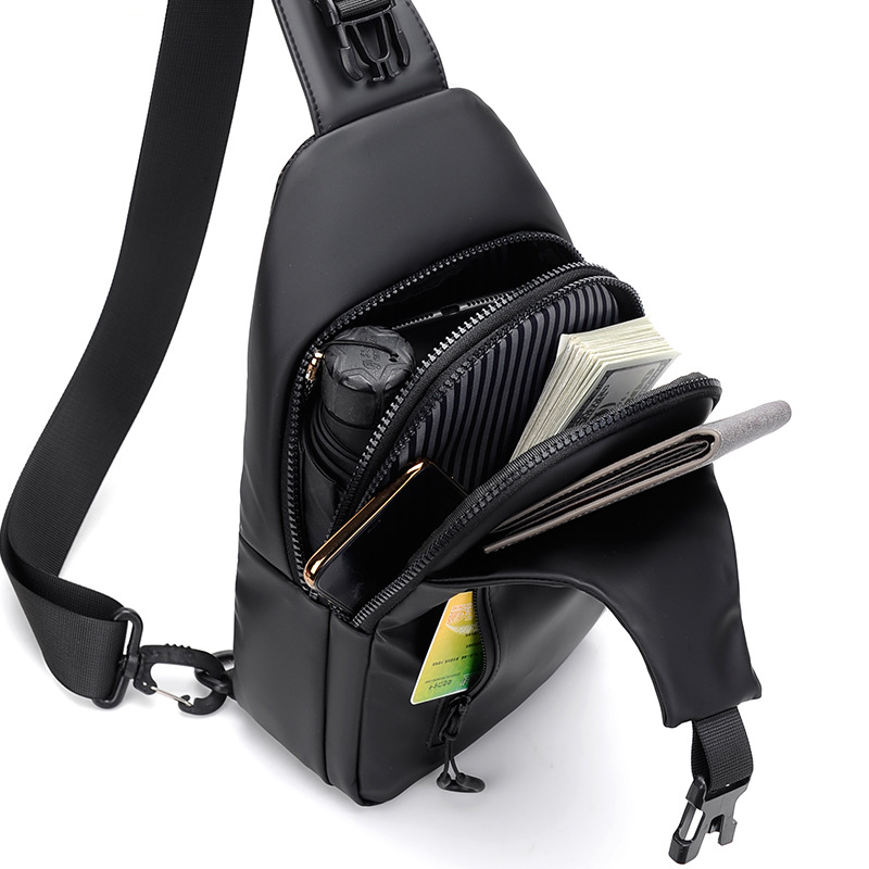 One-piece consignment free shipping crossbody bag, men's trendy brand crossbody chest bag, casual carry bag, versatile men's chest bag for travel Specification drawing