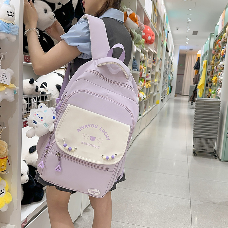 A new Japanese-style Instagram backpack with a high level of appearance, fresh and sweet candy color, and a color-blocking and lightweight travel backpack details Picture