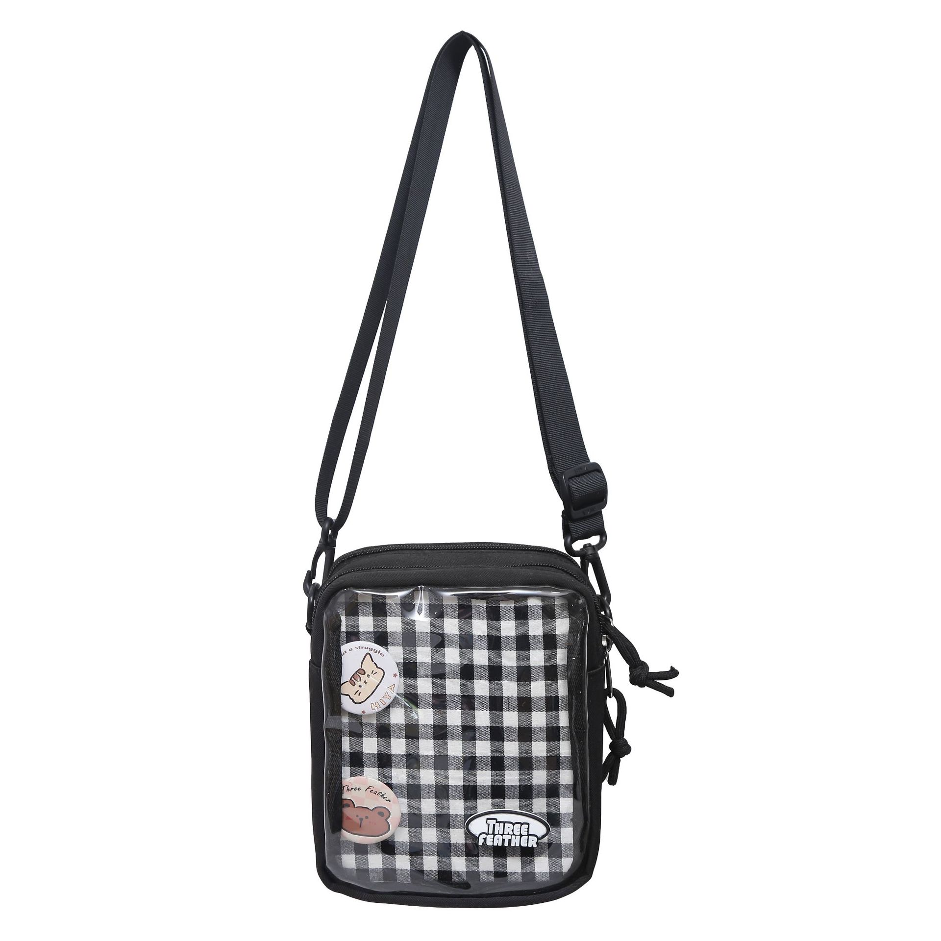 2025 New cute checkered shoulder bag, pain bag, artistic style, versatile crossbody bag, casual, light and sweet backpack Item Picture