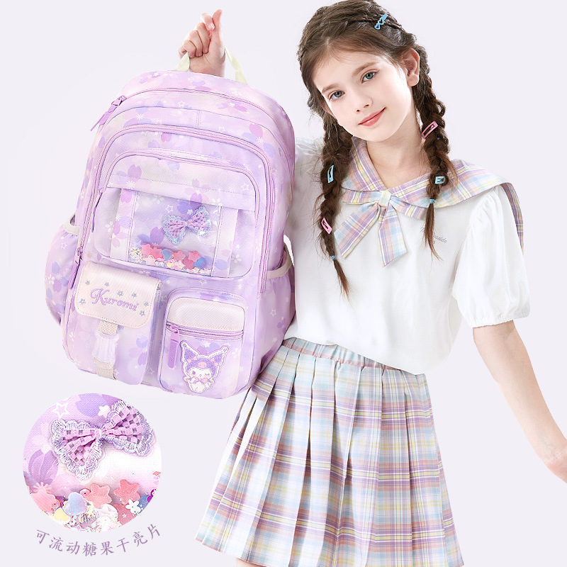 Kulomi 24 New Korean Version Schoolbag for Primary school Girls Super Light Weight Reduction Spine Support backpack 1-3-6 grade Specification drawing