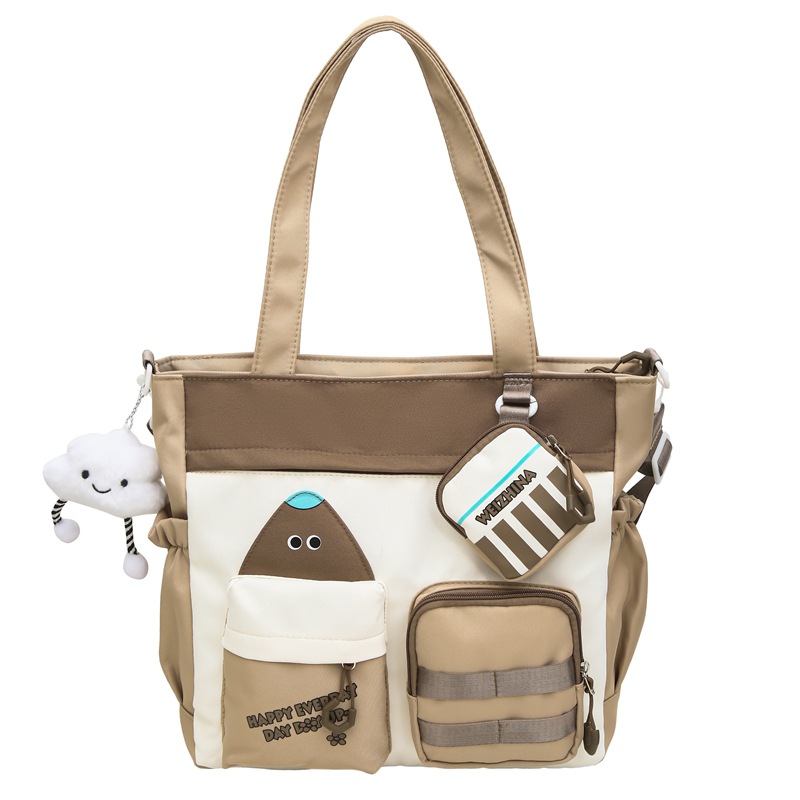 A large-capacity crossbody bag with a contrasting color and niche design, a Korean-style Instagram single-shoulder tote bag for girls, and a student tutorial class bag Item Picture