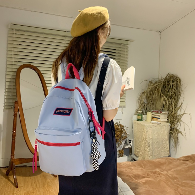 Korean version Harajuku fluorescent green large-capacity schoolbag, fashionable backpack for middle and junior high school students, new style for women's double shoulders details Picture