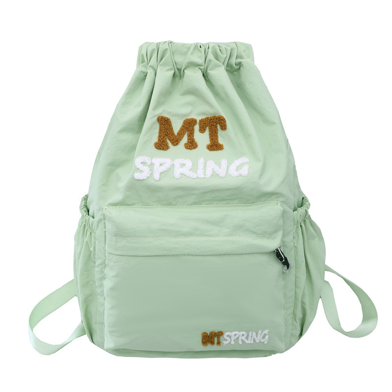 Forest-style Korean lightweight backpack for women, 2025 new trendy large-capacity drawstring schoolbag, outdoor travel and shopping backpack Item Picture