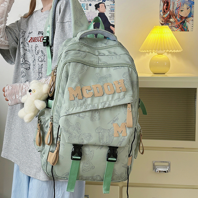 A new high-appearance-level, fresh and cute bear backpack from Korean Instagram, a large-capacity casual backpack for junior and senior high school students details Picture