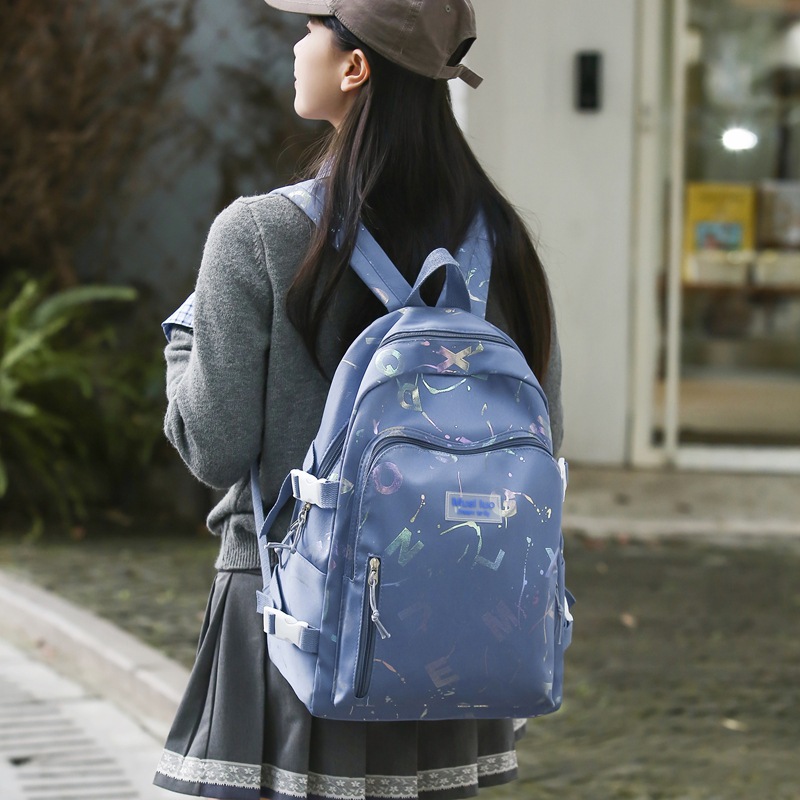High-appearance-level schoolbag for girls in grades three to six of primary school, ins-style backpack, niche printed large-capacity backpack details Picture