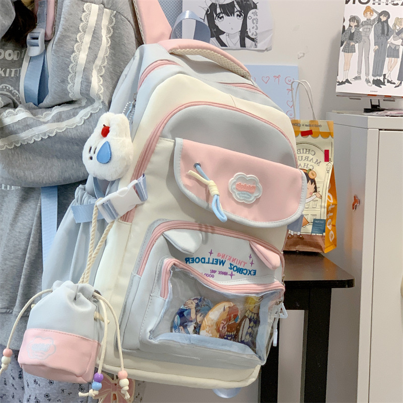 A new high-appearance-level college style fresh, sweet and transparent backpack for junior and senior high school students, with a large capacity for light commuting details Picture
