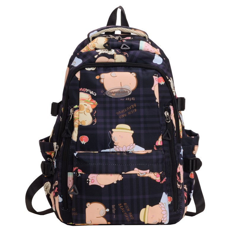 Cute Capibala student junior high school schoolbag, versatile, simple and large-capacity cartoon backpack for girls Item Picture