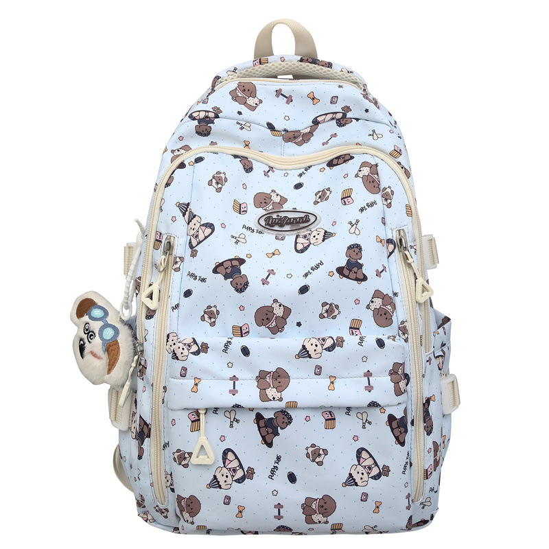 Korean cartoon printed schoolbag, a backpack for girls in junior and senior high school, fresh and cute, and a light backpack for primary school students Item Picture