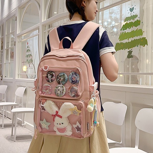 A new Japanese-style 2D anime show pain bag for students, a large-capacity casual schoolbag, a lightweight, sweet and versatile backpack details Picture