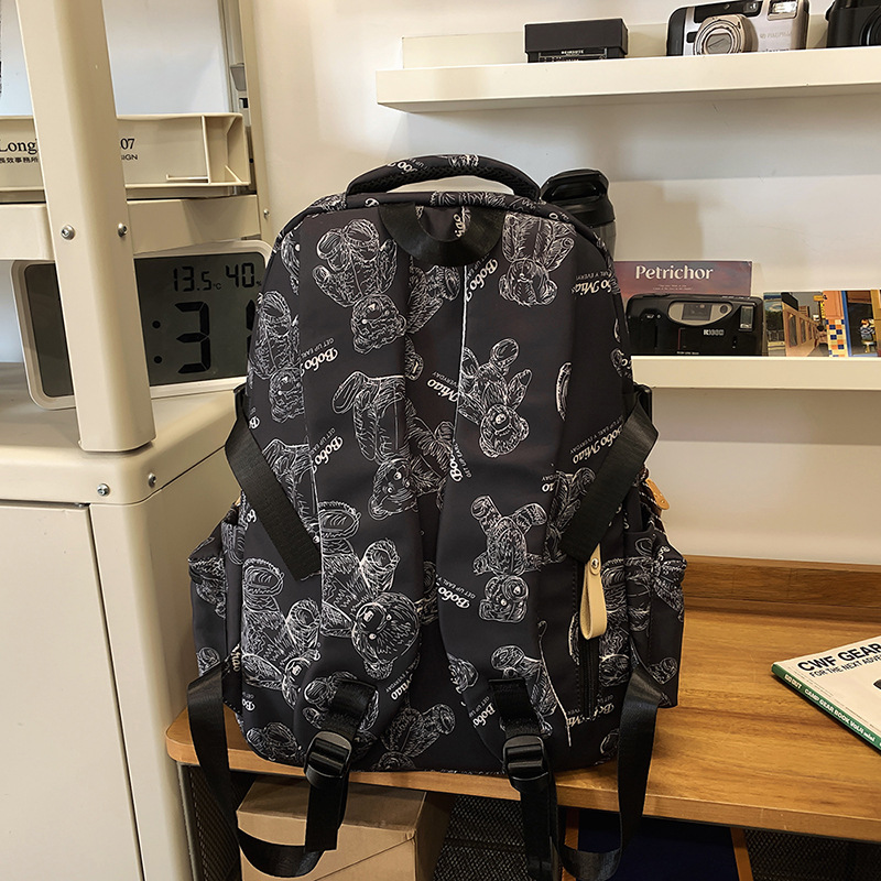 Korean InS-style large-capacity backpack for junior and senior high school students, cute bear print backpack for primary school students with high appearance level Specification drawing