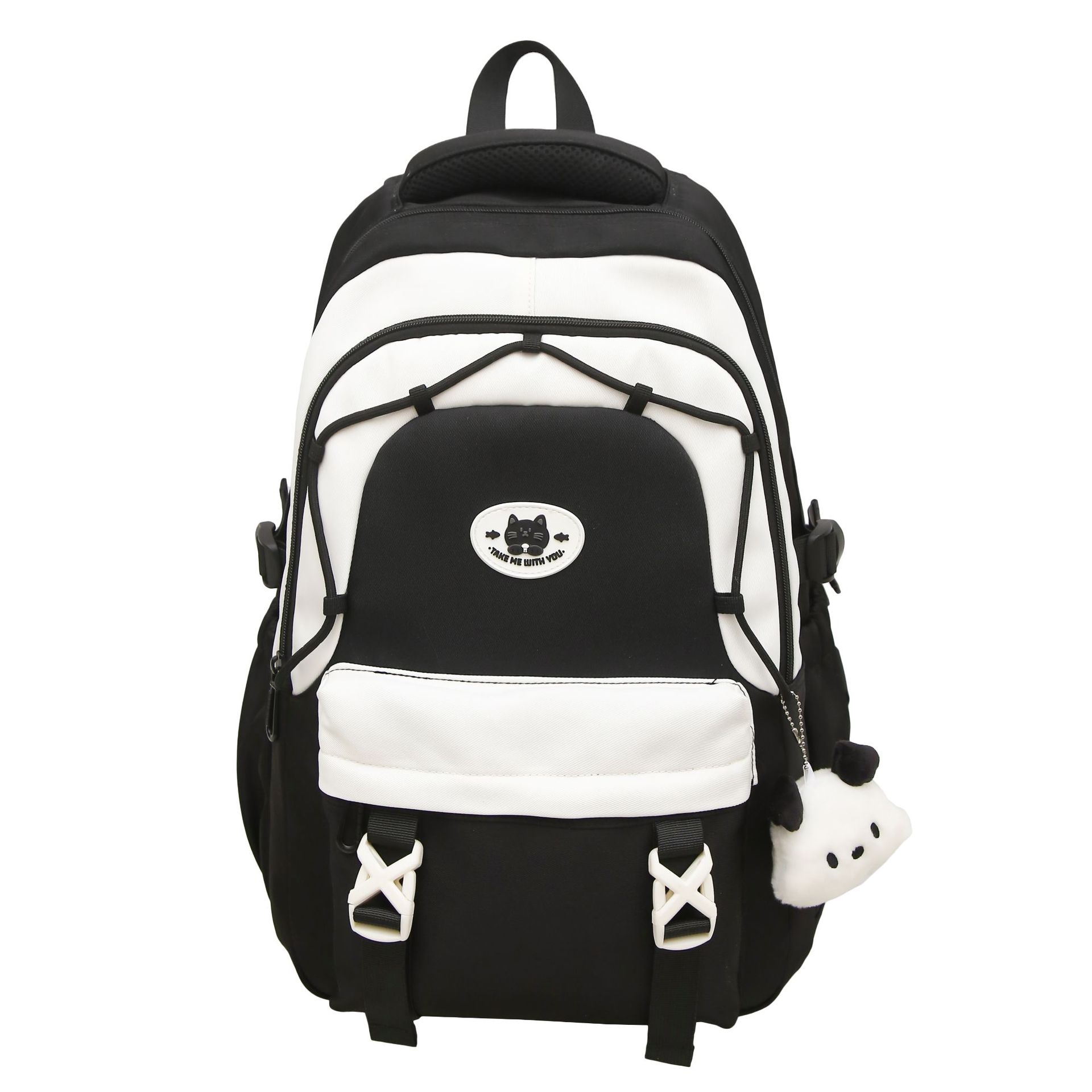 The new 2025 color-blocking design schoolbag is a Korean-style, Japanese-style backpack for college students and a fashionable, lightweight backpack for young girls Item Picture