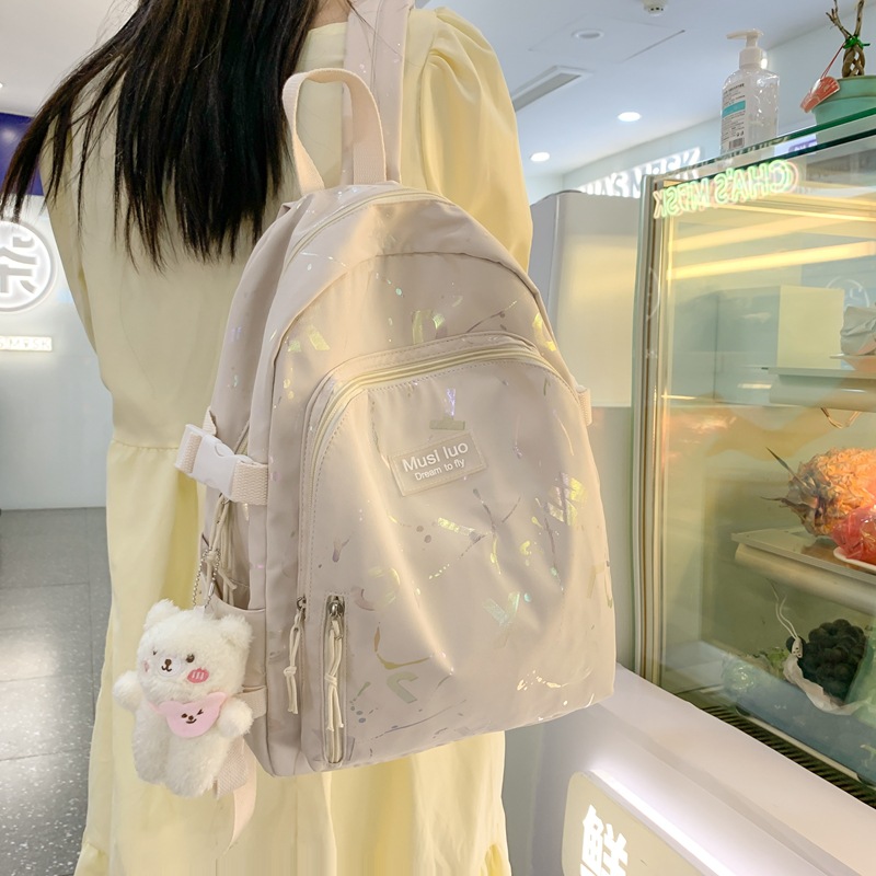 College student graffiti reflective simple schoolbag, versatile casual backpack, large-capacity Hansen series high appearance level backpack details Picture