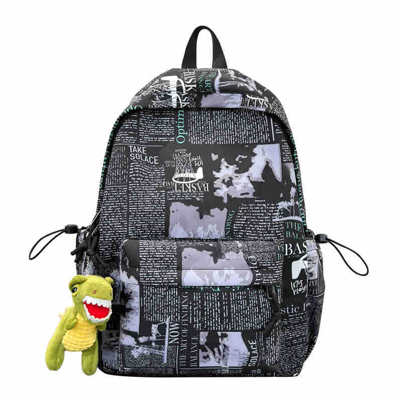A new Korean version of Instagram, with a high level of appearance, personalized graffiti, trendy and cool backpacks, couple color contrast, simple and large-capacity backpacks Item Picture