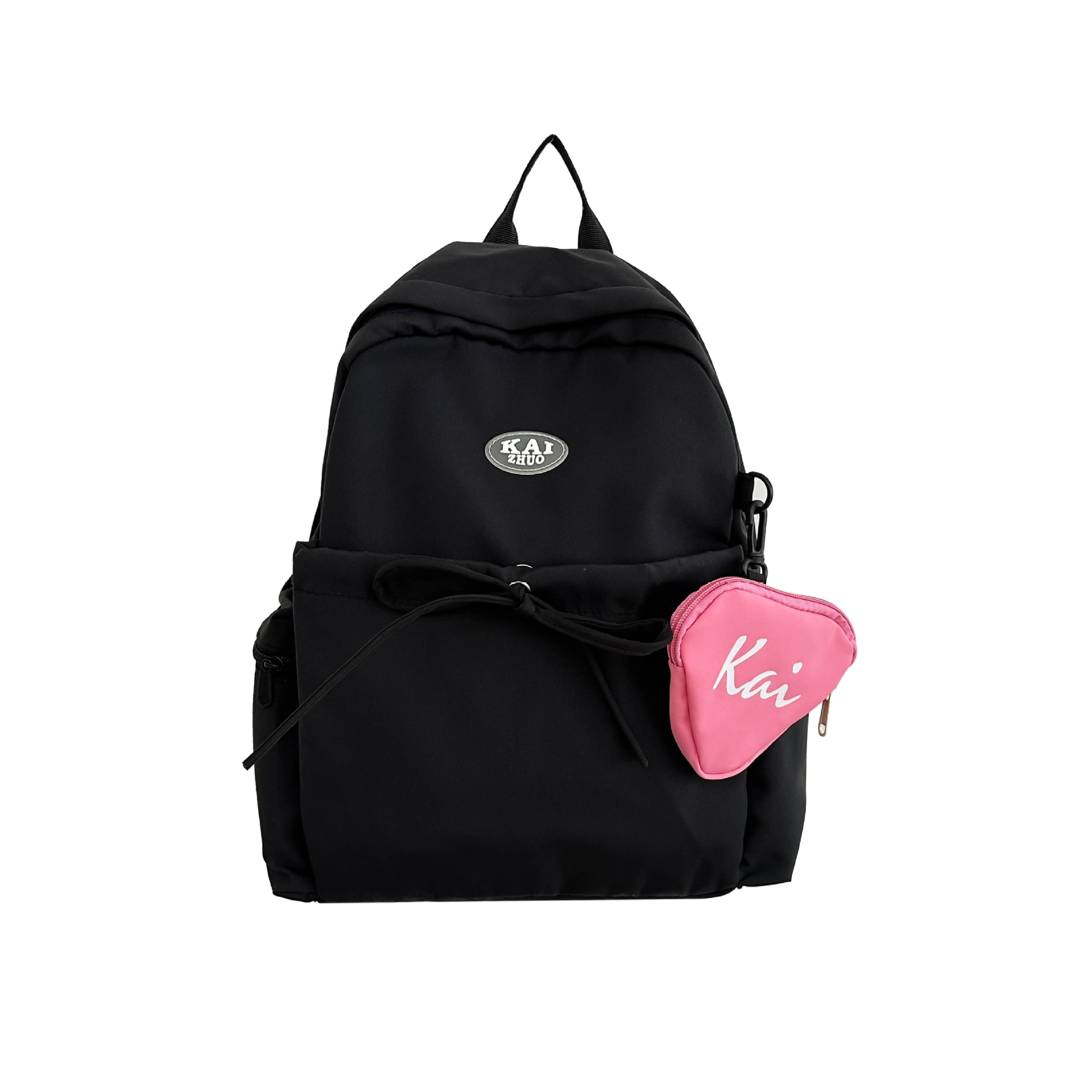 Simple schoolbag treasure, girl's casual bow backpack, Korean style, versatile, high appearance level backpack for primary and secondary school students Item Picture