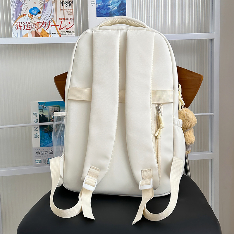 A new large-capacity backpack for junior and senior high school students, a fresh and sweet Japanese Instagram-style color-blocking bag Specification drawing