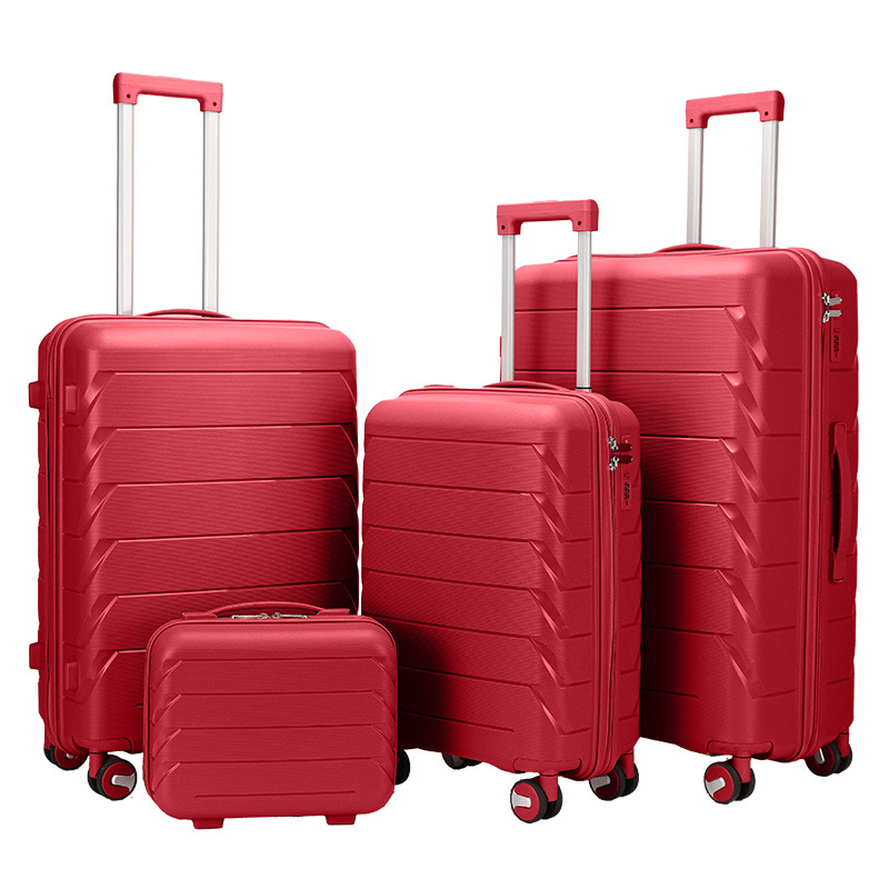Best-selling pp four-piece set trolley case, silent swivel wheel zipper suitcase, student travel case, 20-inch combination case details Picture