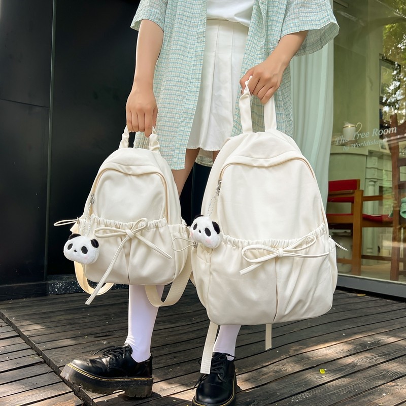 A new Korean-style, ins, niche design, lightweight, artistic, solid-color, large-capacity backpack for female college students details Picture