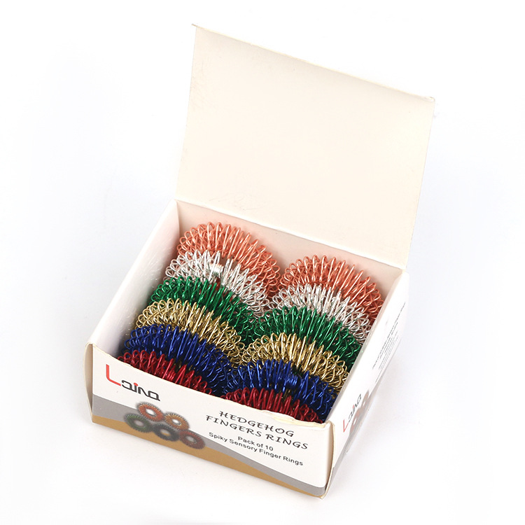Supply massage rings, stress-relieving toys, metal finger massage springs, gold-plated, silver-copper colored massage rings Item Picture
