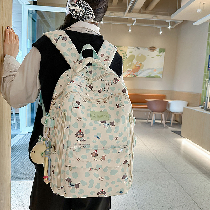 2025 New schoolbag for girls, Korean version, large capacity backpack for junior high school girls and senior high school students, cute forest-style printed backpack details Picture