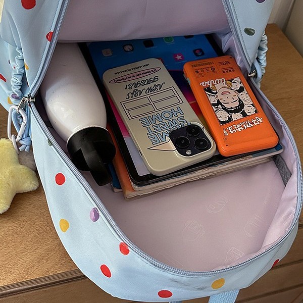 A new high-appeal, fresh, sweet and cute dot-shaped polka dot backpack from Japanese Instagram, a lightweight backpack for junior and senior high school students Application Scenario