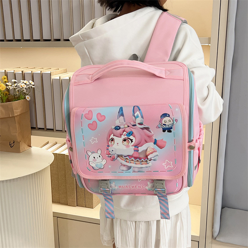New cartoon schoolbag and backpack for primary school students, spine protection, trendy boys' and girls' schoolbag, unicorn kindergarten Application Scenario
