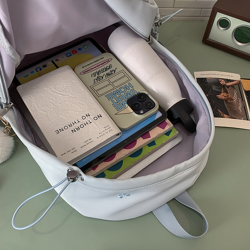 The new Japanese-style ins high-appearance-level fresh and sweet candy-colored bow backpack is a lightweight backpack for junior and senior high school students Application Scenario
