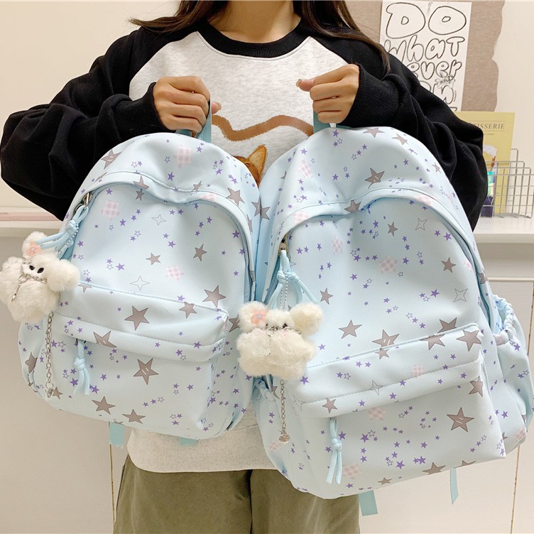 The new forest-themed ins high-appearance-level fresh, sweet and cute star backpack is a light and simple backpack for junior and senior high school students details Picture