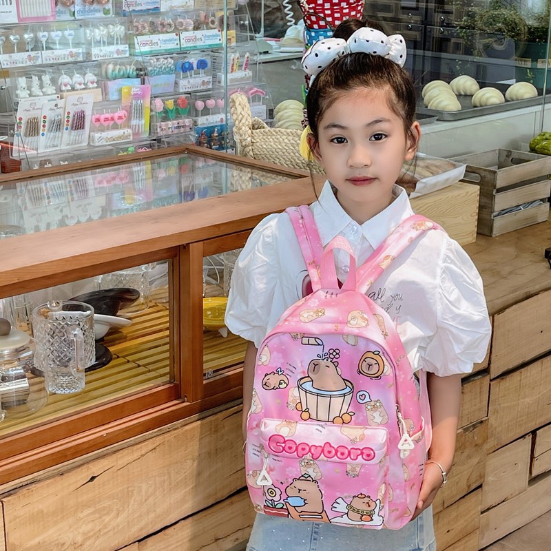 Capibala cute printed children's schoolbag, large-capacity lightweight back-protecting schoolbag, high appearance level trendy bag for female primary school students Application Scenario