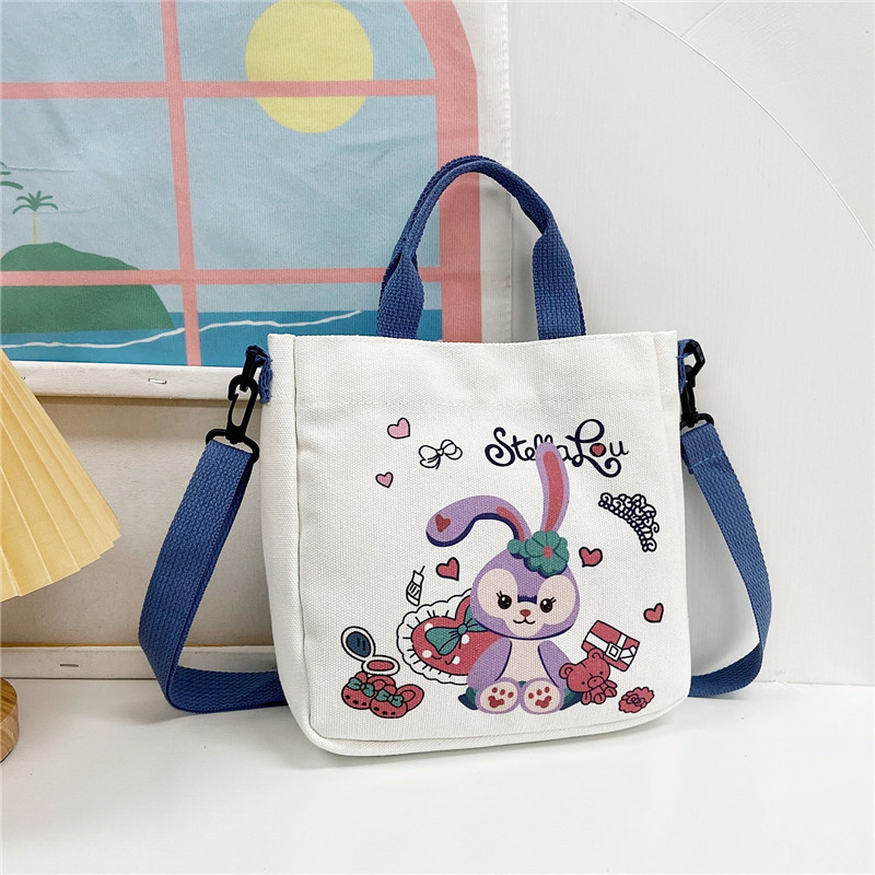 Canvas bag girl 2024 new single-shoulder college student schoolbag, Japanese-style cute cartoon lightweight handbag details Picture