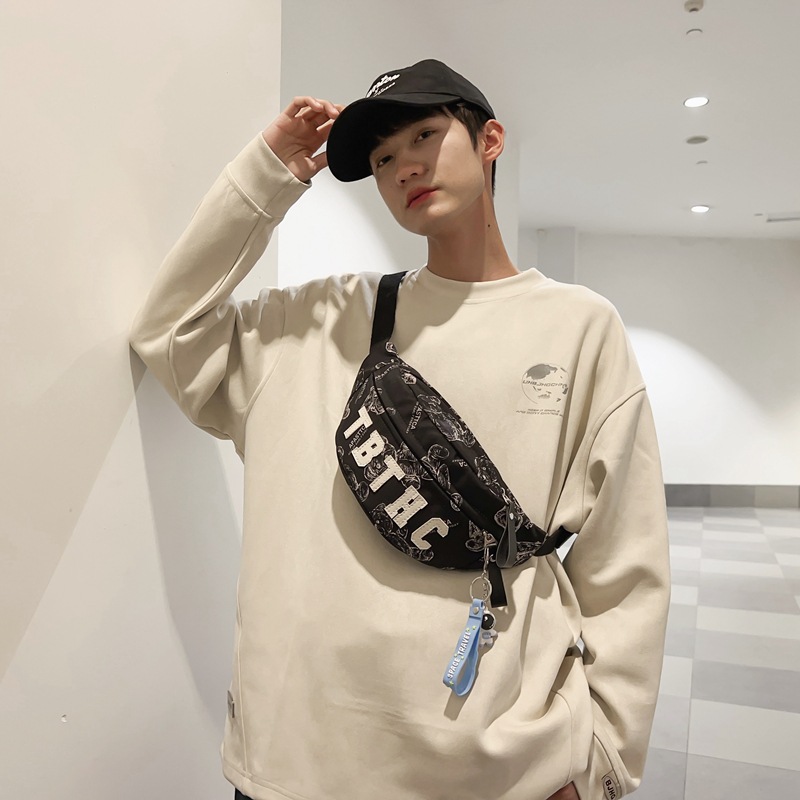 Trendy chest bag for men, casual Japanese single-shoulder bag for men, small backpack for men, trendy crossbody bag, versatile new waist bag for couples details Picture