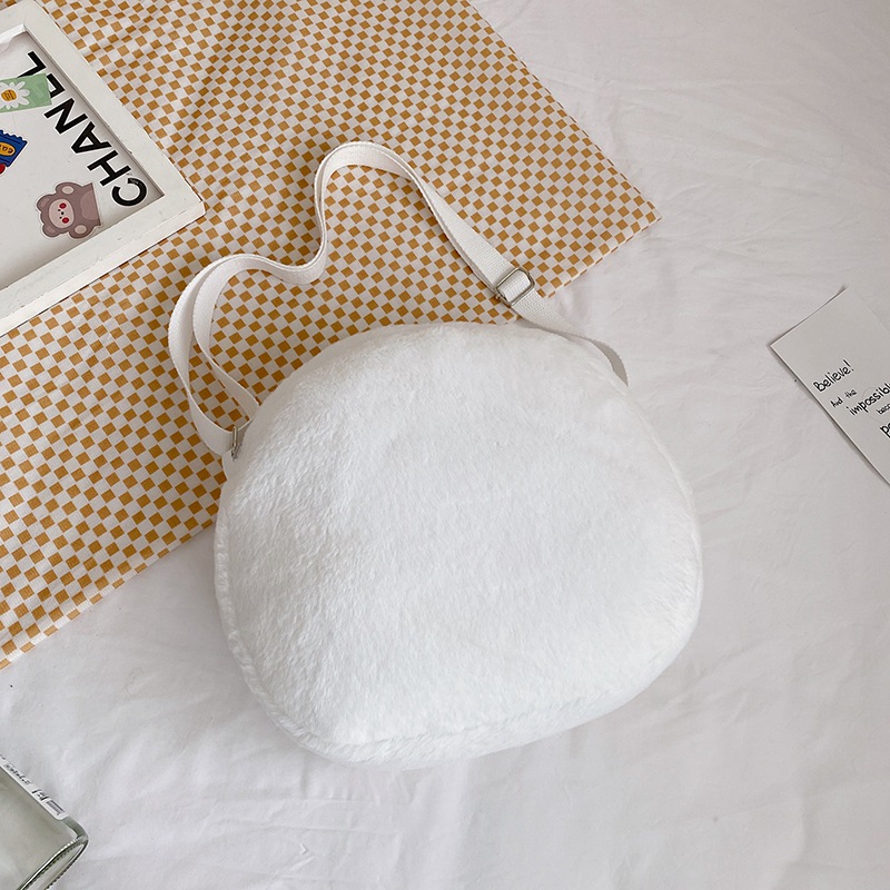 Little fairy, chubby and cute, cartoonish and fluffy, egg-shaped plush single-shoulder bag. Sweet and soft girl, go shopping with a crossbody bag Specification drawing