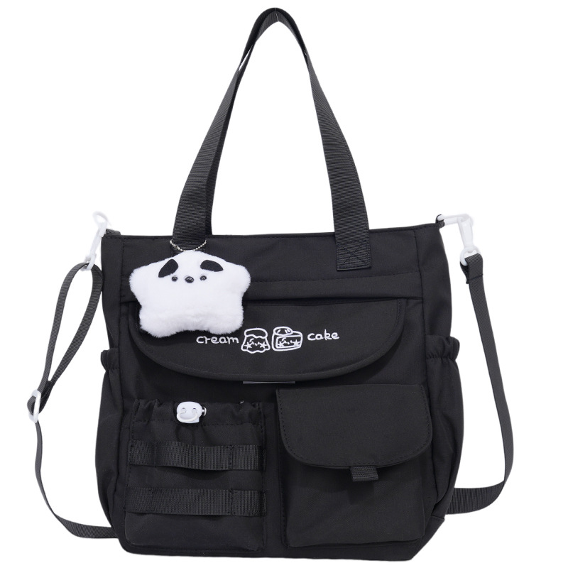 A cute Japanese-style large-capacity crossbody bag with contrasting colors, a versatile and casual tutorial bag for junior and senior high school students to carry on their way to and from school Item Picture