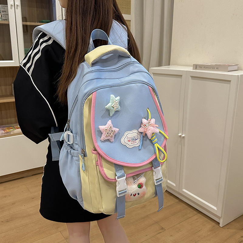 Korean version of Little Star schoolbag, girls' Instagram dopamine Schoolgirl style backpack, large-capacity student casual backpack details Picture