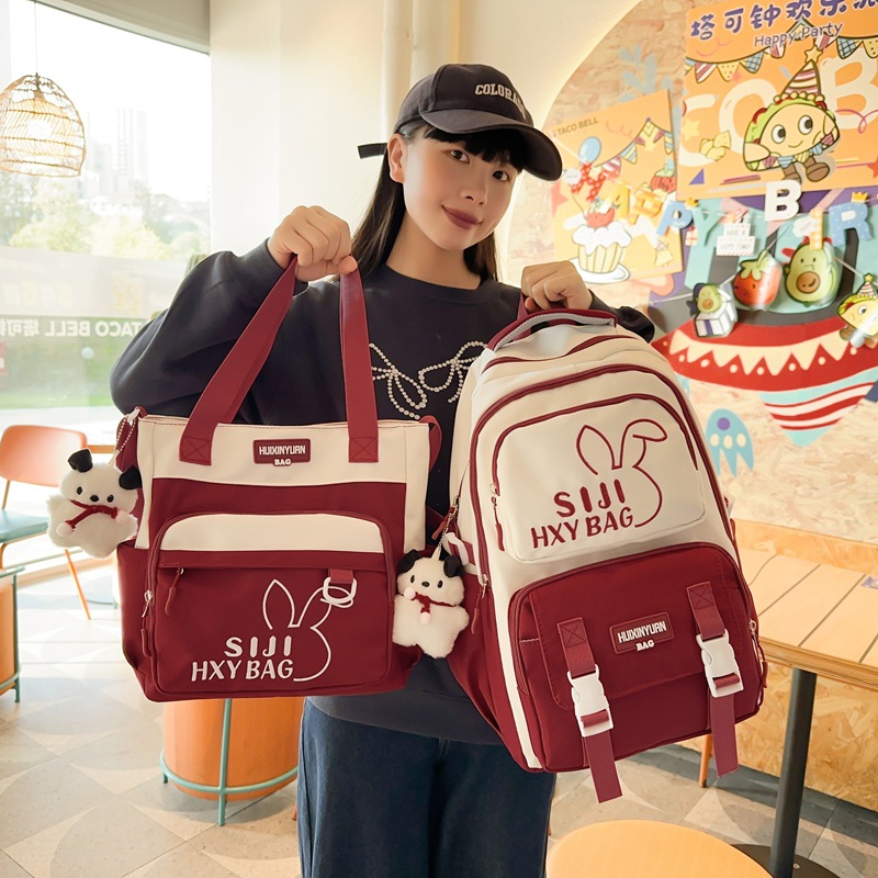 Cross-border tutorial bags, schoolbags for girls, backpacks for primary school students, lightweight for grades three to six, large capacity for junior high school students' shoulders details Picture