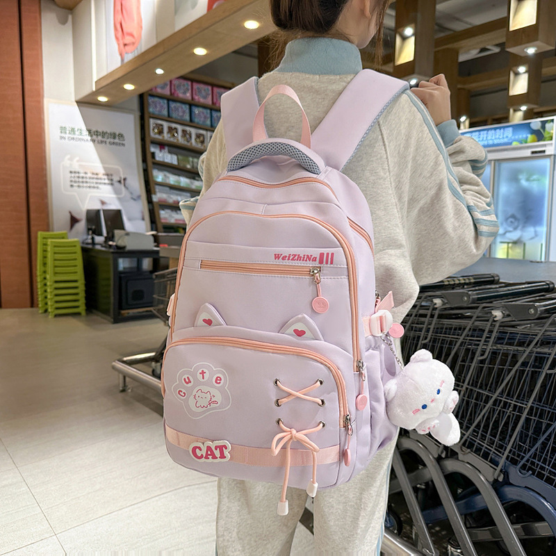 2025 New cute ins Korean version large-capacity schoolbag for junior and senior high school students, versatile sweet backpack, lightweight backpack details Picture