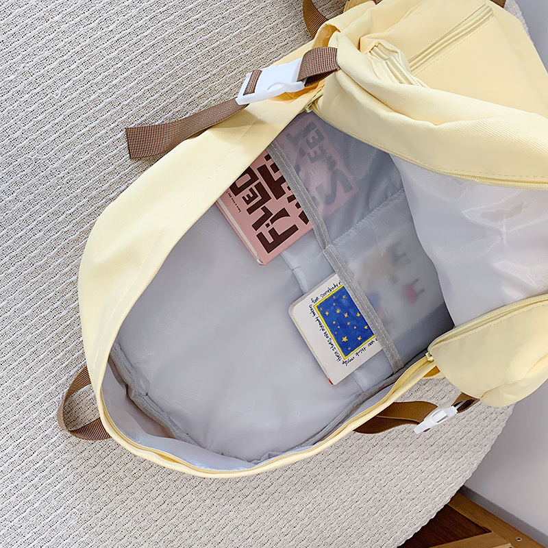 2025 New Japanese-style cute Korean-style versatile middle and high school schoolbag, casual and simple solid color bow backpack Specification drawing