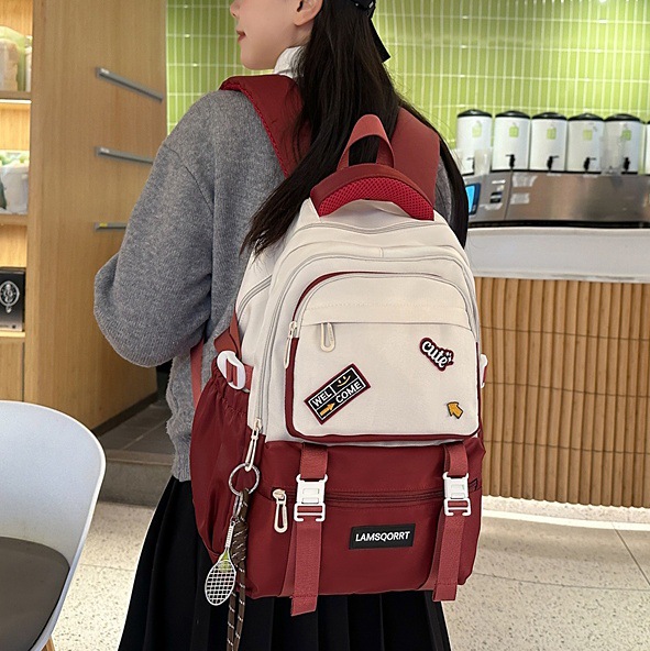 2025 New InS-style Japanese-style backpacks for grades three to six with contrasting colors, high-quality middle school backpacks full figure