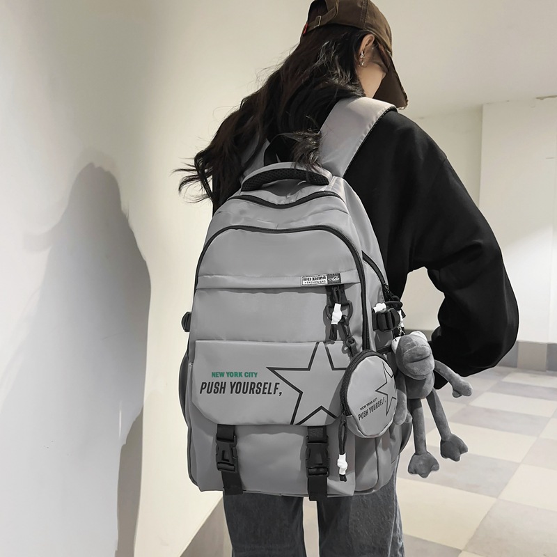 Japanese-style ins workwear-style backpacks for men, large-capacity backpacks for junior and senior high school students, and cool couple backpacks for college students details Picture