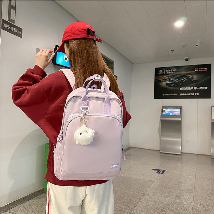 Simple and large-capacity schoolbag, forest style versatile for college students, solid-color computer bag, waterproof, lightweight backpack for traveling full figure
